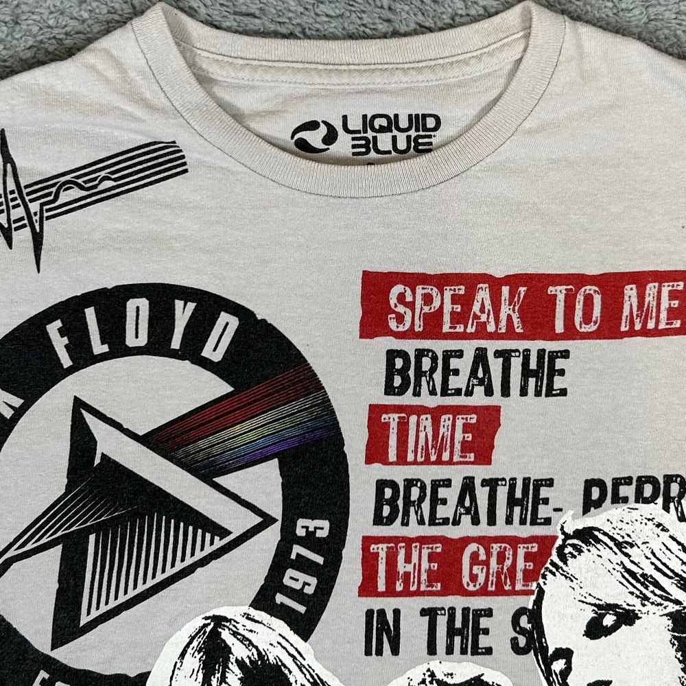 Liquid Blue Pink Floyd Dark Side of the Moon 1973 Graphic Tee Gray Mens S